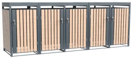 Westmann Metalowy kosz na śmieci Planta 5x240 Dł. Skrzynia na śmieci z dachem roślinnym 84x332x124 cm