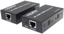 System przekazu sygnału AV PremiumCord HDMI2.0 extender na 60m przez jeden kabel Cat5e/Cat6/Cat7