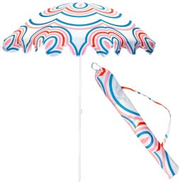 ProGarden PARASOL PLAŻOWO OGRODOWY 160CM PASEK NIEBIESKO RÓŻOWY