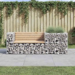 VidaXL Garden Bench With Gabion Basket Natural Pine, Silver