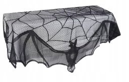 Czarna koronkowa zasłona z nietoperzem / dekoracje HALLOWEEN / NIETOPERZ