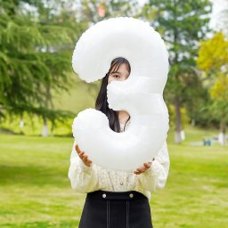 Balon 3 urodziny Cyfra TRZY Foliowy Happy Birthday biały 80cm