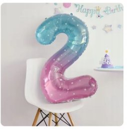 Balon 2 urodziny Cyfra DWA Foliowy Happy Birthday różowo-niebieski 100cm