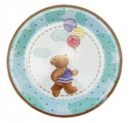 Talerzyki Jednorazowe MIŚ talerze papierowe 23cm 10szt HAPPY BIRTHDAY