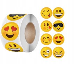 Naklejki Emotikony Emoji Kolorowe Emocje Etykieta Dekoracyjna 500 szt.
