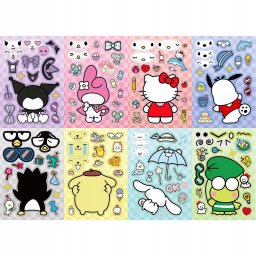 Wyklejanka manualna dla dzieci Hello Kitty Kuromi Naklejka Naklejki 8 szt