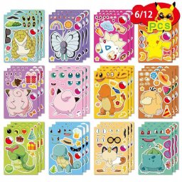 Wyklejanka manualna dla dzieci Pokemon Naklejka Naklejki 12 szt