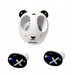 SŁUCHAWKI BEZPRZEWODOWE DOUSZNE AEP 03BK BIAŁE, MOTYW: MIŚ PANDA (ETUI)