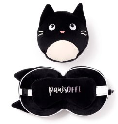 Relaxeazzz Kot Feline Fine Pluszowy Zestaw: Podszuka + Opaska Na Oczy