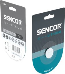 Bateria litowa, CR2016, CR2016, 3V, Sencor, blistr, 1-pack