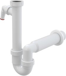 Alcadrain Syfon plastikowy do zlewu, 50 mm, 320mm, bia�y, syfon rurowy z nakr�tk� z��czkow� i przy��czem