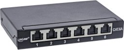 EFB InLine® Patchfeld Cat.6A 0,5HE 6-fach, Tisch/Wand/Hutschiene schwarz Staubschutz