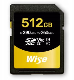 Wise SDXC UHS-II V90       512GB R:290MBs / W:260MBs   WI-SD-N512