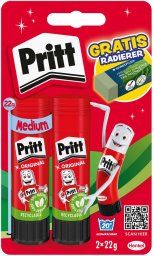 Pritt Klebestift 2*22g + Radierer retail