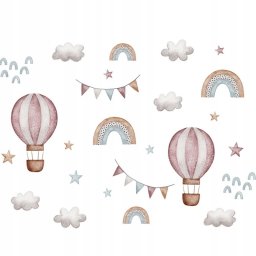 SIPO-WS63040 NAKLEJKI NA ŚCIANĘ BALONY    TĘCZA GWIAZDKI