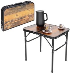 STOLIK TURYSTYCZNY SKŁADANY KEMPINGOWY 60X45X25-56CM DREWNO
