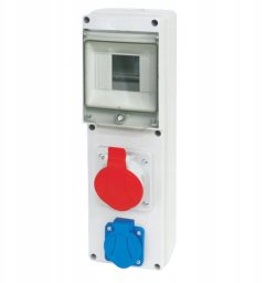 Rozdzielnica budowlana Elektromet Dzierżoniów RSE-01 942061 natynkowa 4 moduły z gniazdami: 1x16A 3P+N+Z 400V~ 1x16A 2P+Z 250V~ IP54