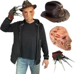 ZESTAW FREDDY KRUEGER KOSZMAR Z ULICY WIĄZÓW HALLOWEEN MASKA KAPELUSZ RĘKAWICA