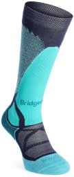 Skarpety narciarskie damskie Bridgedale Ski Mid Merino E Pattern - dark denim/aqua 35 - 37