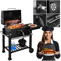 Grill węglowy ogrodowy MEJOR z pokrywą na kółkach