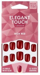 False Nails Elegant Touch Polished Colour Zaokrąglona Rich Red (24 uds)