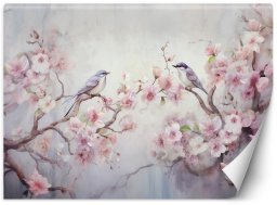 Fototapeta, Ptaki i kwiaty Shabby Chic - 200x140