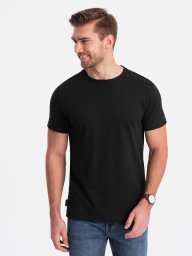 Klasyczny T-shirt męski bawełniany BASIC - czarny V1 OM-TSBS-0146 4XL