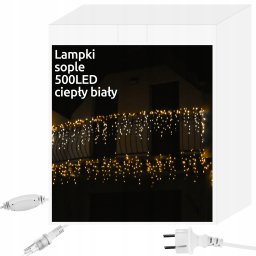 Kurtyna Sople 500 LED FLASH zewnętrzne lampki 16m IP44 Ciepły Biały