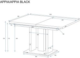 Stół rozkładany APPIA 130(210)x80 dąb stirling/czarny mat ENDO