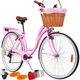 Rower Miejski MalTrack Citybike Dreamer 6-speed MILK PINK 28" + Koszyk