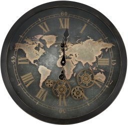 Zegar ścienny metalowy 50x50x8 cm Świat