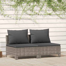vidaXL 2-osobowa sofa ogrodowa z poduszkami, szara, polirattan