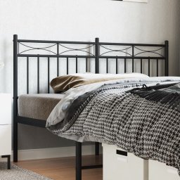 vidaXL Metalowe wezgłowie, czarne, 140 cm
