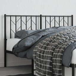 vidaXL Metalowe wezgłowie, czarne, 140 cm