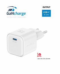 Travel Charger Gan 1X USB-C 35W Power Delivery White