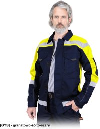 PROM-J - Bluza ochronna, tkana - granatowo-żółto-szary L