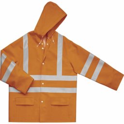 900VESHV - BLUZA OSTRZEGAWCZY PRZECIWDESZCZOWY Z POLIESTRU POWLEKANEGO ZEWNĘTRZNA PU - pomarańczowy fluo 3XL