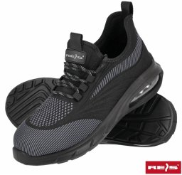 BRWAVE S1 PL SR FO - Buty bezpieczne podnosek podeszwa olejoodporna poduszka powietrzna antyelektrostatyczne antypoślizgowe - czarno-szary 46
