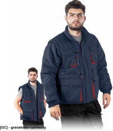 CZAPLA2 - Kurtka zimowa z odpinanymi rękawami - granatowo-czerwony 2XL