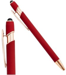 Długopis metalowy touch, tusz czarny, pen soft touch czerwień DL06