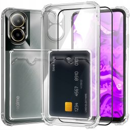 Etui do Realme C67 4G (Pancerne, Przezroczyste, Miejsce na Kartę)   Szkło