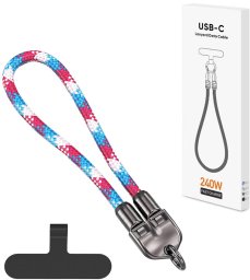 Kabel USB Vega ECOBOX ECO* KABEL 240W TYP-C DO TYP-C SMYCZ NA NADGARSTEK RÓŻ/NIEB