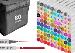 Kolorowe markery , flamastry dwustronne zestaw 80szt białe