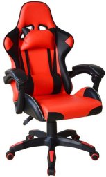 Ergonomiczne krzesło biurowe z poduszkami, czarno-czerwone