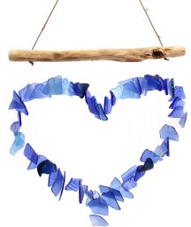 Szklany Dzwonek Wietrzny - Blue Heart