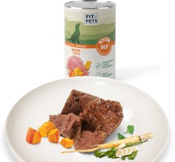 Fit4Pets Karma pełnoporcjowa dla psów dorosłych MIX 24 puszek indyk x 8, dzik  x 8, kaczka x 8
