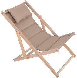 LEŻAK DREWNIANY CLASSIC SOFT Z ZAGŁÓWKIEM TAUPE