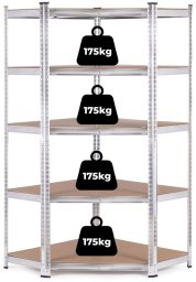 Regał magazynowy narożny 180x90x40 cm stal galwanizowana 5 półek 875 kg ModernHome