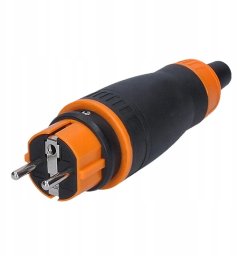 Solight zástrčka do vlhka, přímá, IP44, černá-oranžová