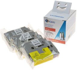 3x G&G Schriftband 12mm x 8m sw- ws Komp. m. Brother TZe-231